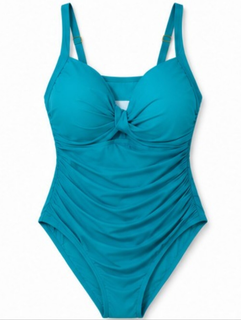 SONNET SHORES Twist-Front Teal Ruched Full Coverage One-Piece Swimsuit SIZE 24W - Picture 3 of 8